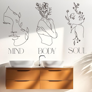 Calcomanías de regalo para mente, cuerpo y alma - Calcomanías de pared para spa - Decoración para esteticistas - Decoración para salones de belleza - Arte mural "La vida es bella" - Regalo Btl002