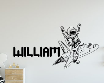 Personalized Wall Decals, Space Wall Decals, Name Decals,Boys Room Decor, Wall Letters, Nursery Wall Decals, Rocket Ship Wall Sticker PA0196
