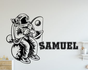 Personalized Wall Decals, Space Wall Decals, Name Decals,Boys Room Decor, Wall Letters, Nursery Wall Decals, Rocket Ship Wall Sticker PA0198