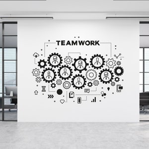 Calcomanía de oficina, calcomanía de trabajo en equipo, arte de pared para oficina, decoración de oficina, calcomanía de trabajo en equipo, decoración de pared para oficina, calcomanías de oficina, arte motivacional TM0098