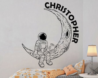 Personalized Wall Decals, Space Wall Decals, Name Decals,Boys Room Decor, Wall Letters, Nursery Wall Decals, Rocket Ship Wall Sticker PA0201