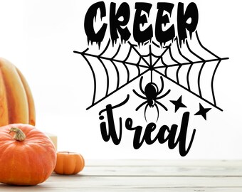 Wall Decal Happy Halloween Decal Disigne Happy Halloween Spider Creep It Real Spider Wall Stickers Halloween Window Stickers Wall Sm0005