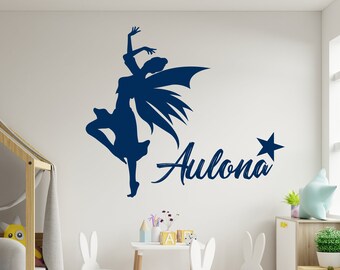 Personalized Fairy Wall Decal Girls  Wall Art Baby Nursery Wall Decals Monogram Vinyl Wall Decals Girl Kids Wall Decal Name Wall DecalPA0238