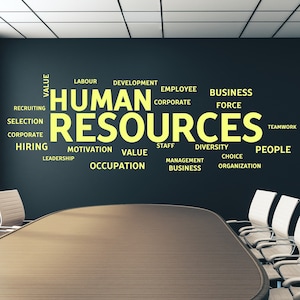 Calcomanía de pared para oficina, recursos humanos, decoración de oficina, inspiración, cita de oficina, motivación, arte de pared, calcomanía de recursos humanos, OFC0237
