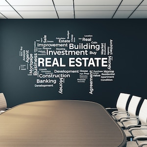 Wandtattoo,Immobilien Büro Aufkleber,Immobilien Wandaufkleber,Immobilien Wanddekoration,Immobilien Büro Wanddekoration,Vinyl Buchstaben RA0025