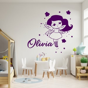 Personalized Fairy Wall Decal Girls  Wall Art Baby Nursery Wall Decals Monogram Vinyl Wall Decals Girl Kids Wall Decal Name Wall DecalPA0246