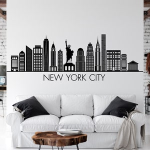 New York City Wall Art, New York City muur sticker, NYC skyline sticker, NY kaart, stadsgezicht, Home Design, Office Art werk Sky0001