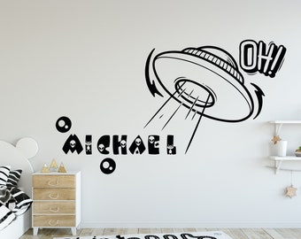 Personalized Wall Decals, Space Wall Decals, Name Decals,Boys Room Decor, Wall Letters, Nursery Wall Decals, Rocket Ship Wall Sticker PA0094