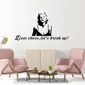 Dear Stress Lets Breake Up Wall Decal,Hair Salon Wall Decal,Beauty Salon Wall Sticker,Salon Wall Decor,Vinyl Letter,Window Sticker BET0014