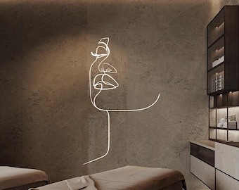 One Line Wall Decals Beauty Wall Decal Vinyl Sticker SPA Beauty Salon Art Home Decor Spa Art Wellness Wall Art Woman Wall Sticker BW0014