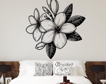 Magnolia Flower Wall Decal – Boho Floral Wall Sticker for Bedroom, Living Room or Nursery Decor Mangolia Flower Wall Decor LL0010