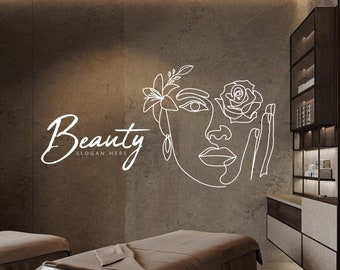 One Line Wall Decals Beauty Wall Decal Vinyl Sticker SPA Beauty Salon Art Home Decor Spa Art Wellness Wall Art Woman Wall Sticker BW0003