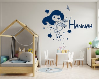 Personalized Fairy Wall Decal Girls  Wall Art Baby Nursery Wall Decals Monogram Vinyl Wall Decals Girl Kids Wall Decal Name Wall DecalPA0245