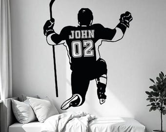 Custom Hockey Wall Decal – Personalized Sports Decor for Hockey Fans – Unique Gift for Players & Enthusiasts  Hockey Wall Decal HK0044