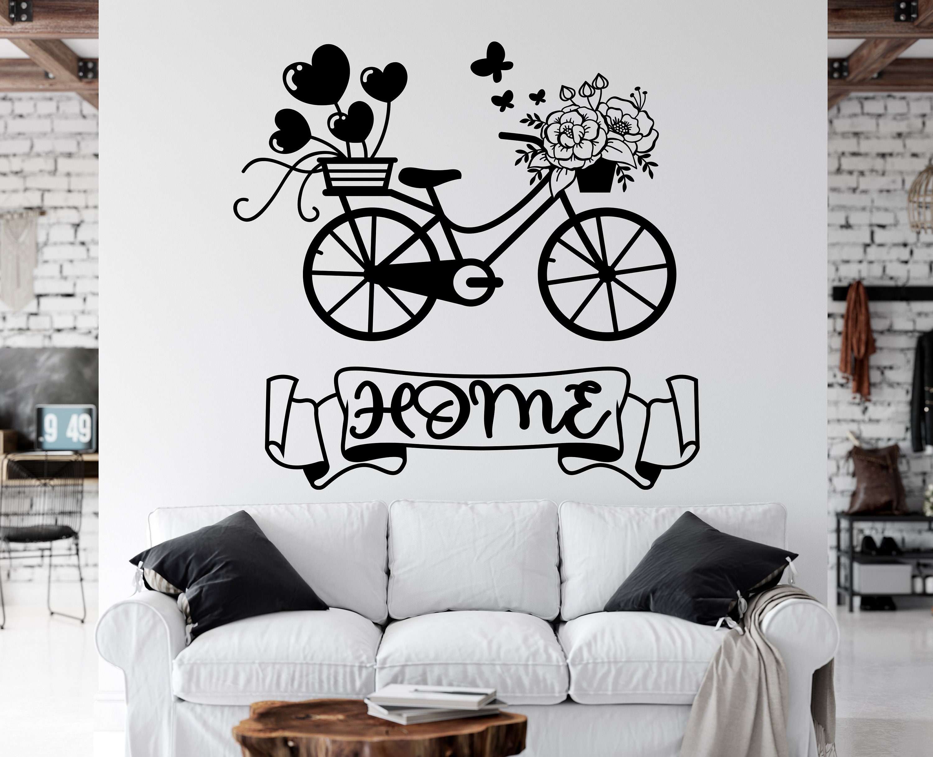 Bike Wall Decal Bicycle Wall Sticker Bike Wall Art Vinyl Letter