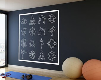 Yoga Wall Sticker – Spiritual Mandala Vinyl Decal for Meditation Room, Yoga Studio or Home Gym Decor Yoga Wall Decal YGG0005