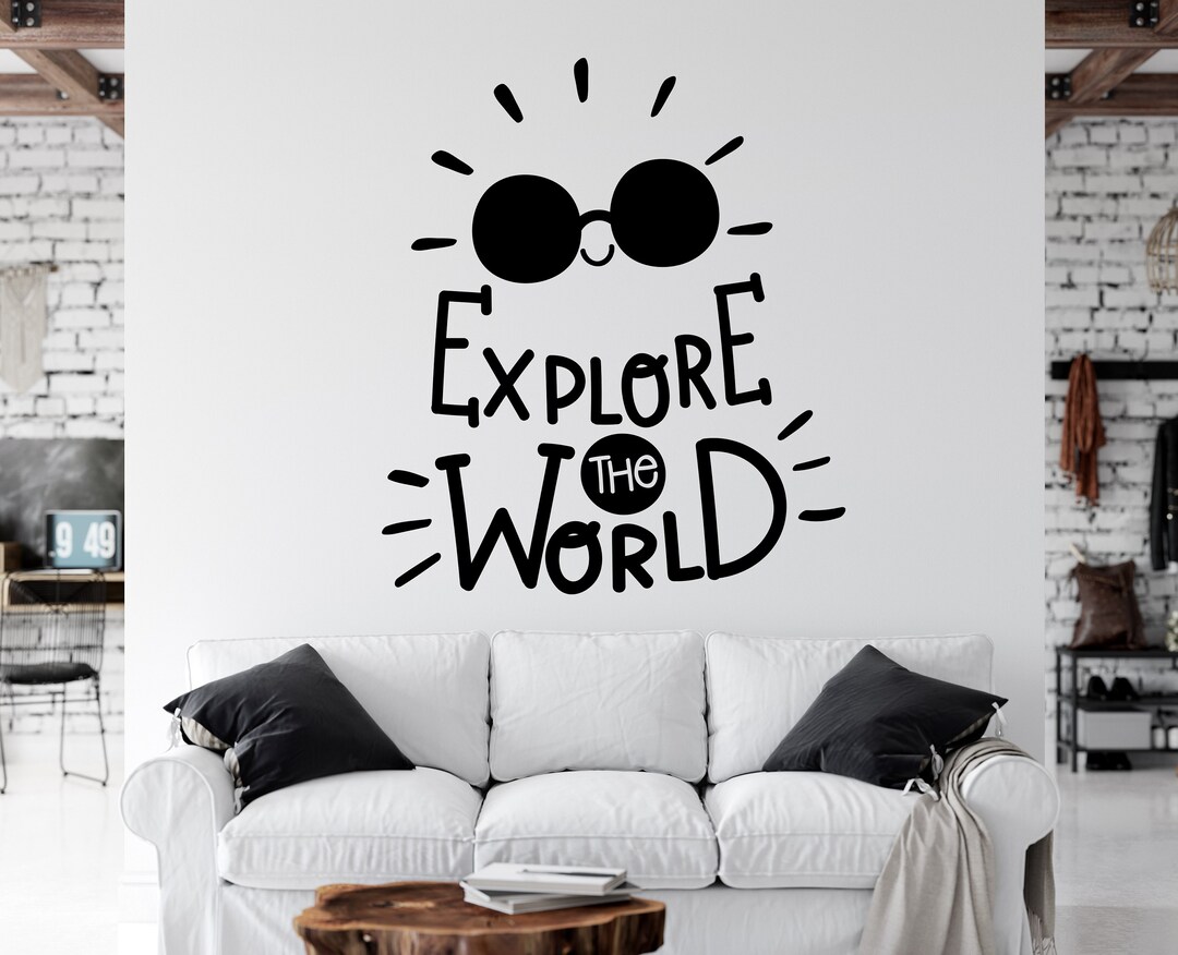 Explore the World Wall Decal,travel Wall Decal,adventure Quotes Wall Decal,travel Quotes Wall