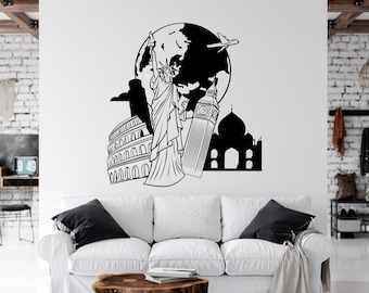 World Wall Decal City Wall Decal Explore Wall Decal Town Wall Decal City Skyline Decal City Tower Wall Sticker Vinyl Letter  CY0010