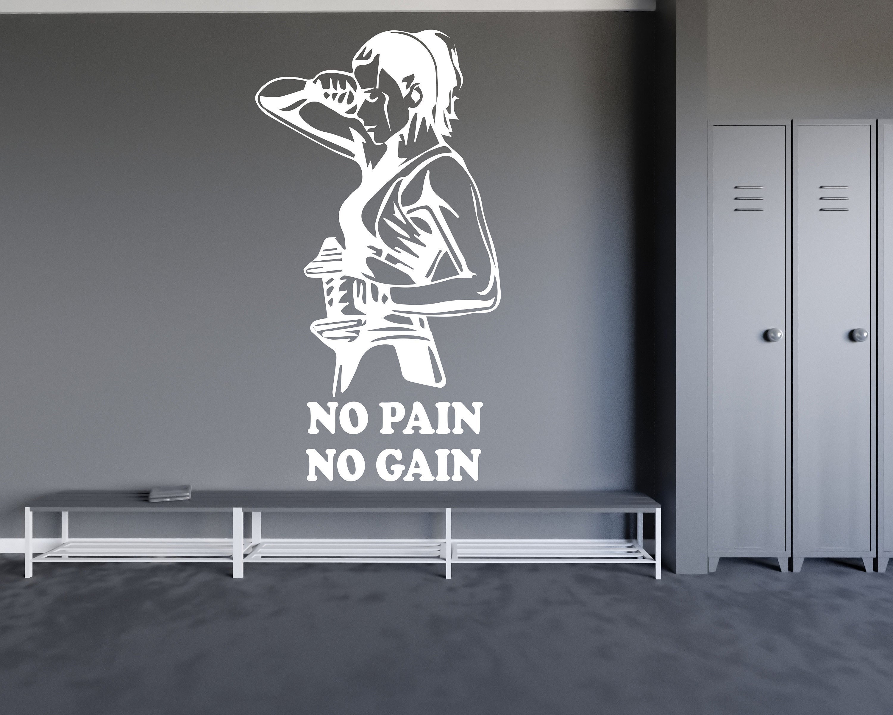 No Pain No Gain Wall Decal Gym Wall Decor Sport Motivation Workout Wall ...