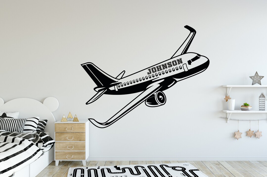 Plane Wall Decal Boy Name Wall Decal Nursery Name Decal Baby Boy ...