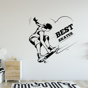 Skateboard Wall Decal Skate Decal Sport Decal Skateboard Wall Art Skate Wall Decal Skate Boys Jumping Wall Decal Skateboarder Decal ST0039