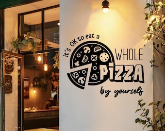 Adesivi murali con frase sulla pizza per arredare la cucina