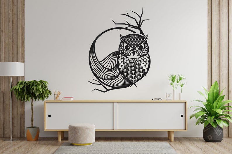Owl Wall Decal Owl Wall Art Beautiful Animals Owl Wall Stickers Paceful ...