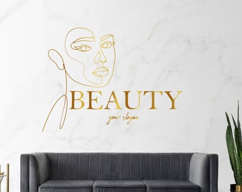 One Line Wall Decals Beauty Wall Decal Vinyl Sticker SPA Beauty Salon Art Home Decor Spa Art Wellness Wall Art Woman Wall Sticker BW0001