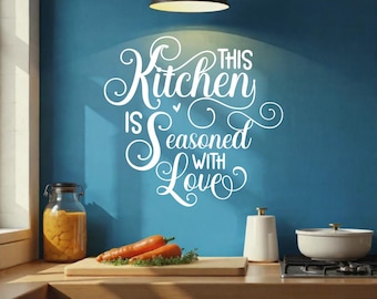 Kitchen Quotes Wall Decal – Funny or Inspirational Vinyl Sticker – Farmhouse Style Kitchen Wall Art – Removable Home Decor KIT0004