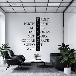 Calcomanía de pared "Trabajo en equipo", calcomanía de pared para oficina, arte de pared para oficina, decoración de pared para oficina, calcomanía de pared para oficina, letra de vinilo, calcomanía para ventana, calcomanía de trabajo en equipo TM0166