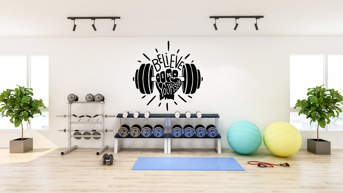 Gym Wall Decal Gym Wall Decor Sport Motivation Workout Wall Etsy