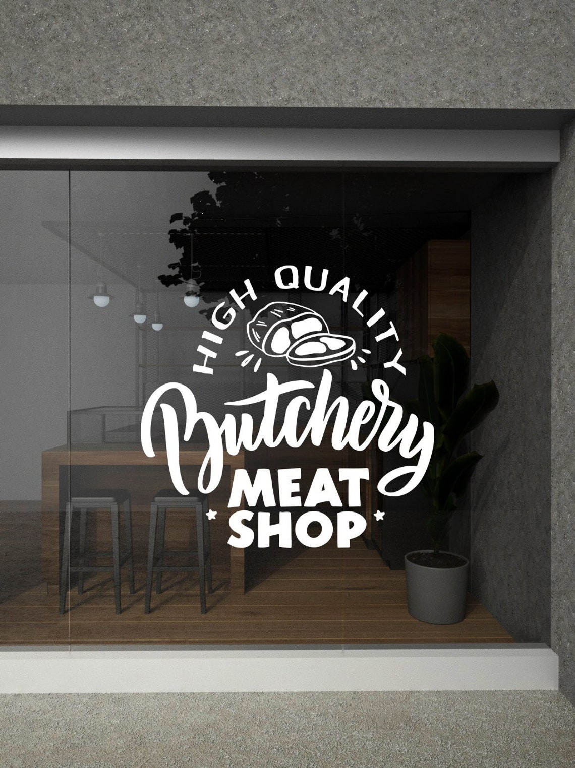 Butchery Wall Decal Meat Wall Decal Fresh Meat Sticker Butchery Wall ...