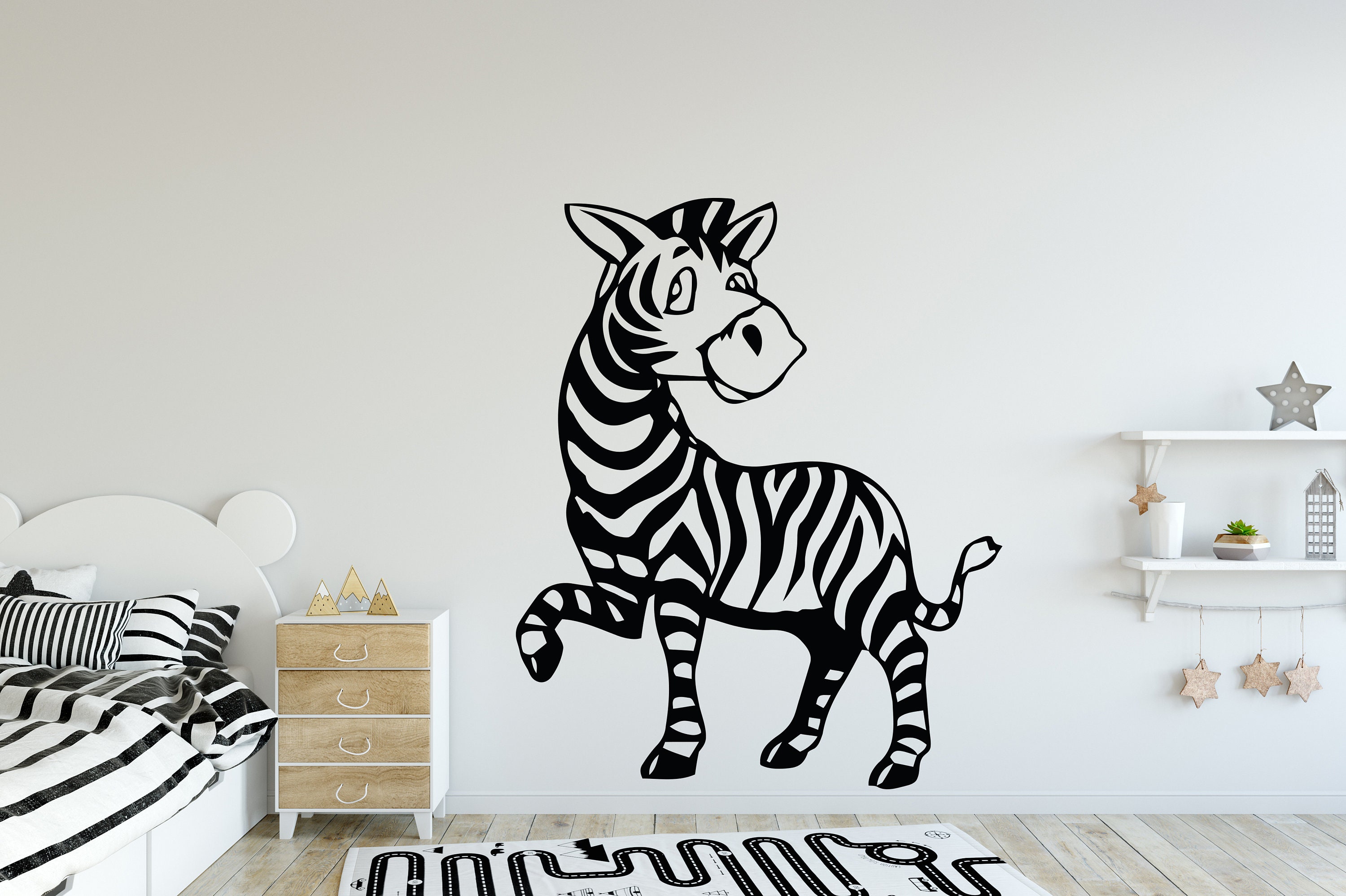 Zebra Wall Decal Animal Wall Sticker Wild Animal Decal Zebra Wall ...