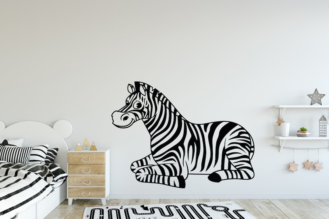 Zebra Wall Decal Animal Wall Sticker Wild Animal Decal Zebra Wall ...