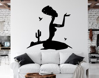 Beautiful African Woman Wall Decal African Girl Wall Sticker Quote Beauty Salon Wall Art African Women Wall Sticker Africa Map AFR0025