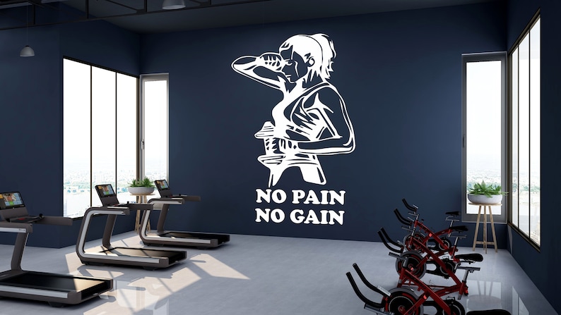 No Pain No Gain Wall Decal Gym Wall Decor Sport Motivation Workout Wall ...