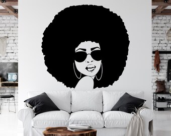 Beautiful African Woman Wall Decal African Girl Wall Sticker Quote Beauty Salon Wall Art African Women Wall Sticker Africa Map AFR0021