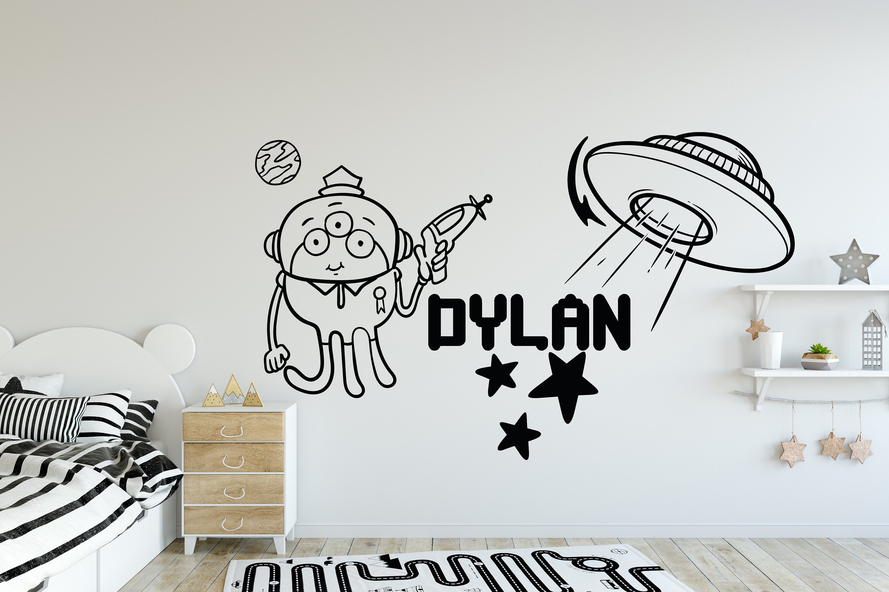 Personalized Wall Decals, Space Wall Decals, Name Decals, Boys Room ...