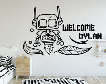 Personalized Wall Decals, Space Wall Decals, Name Decals,Boys Room Decor, Wall Letters, Nursery Wall Decals, Rocket Ship Wall Sticker PA0095
