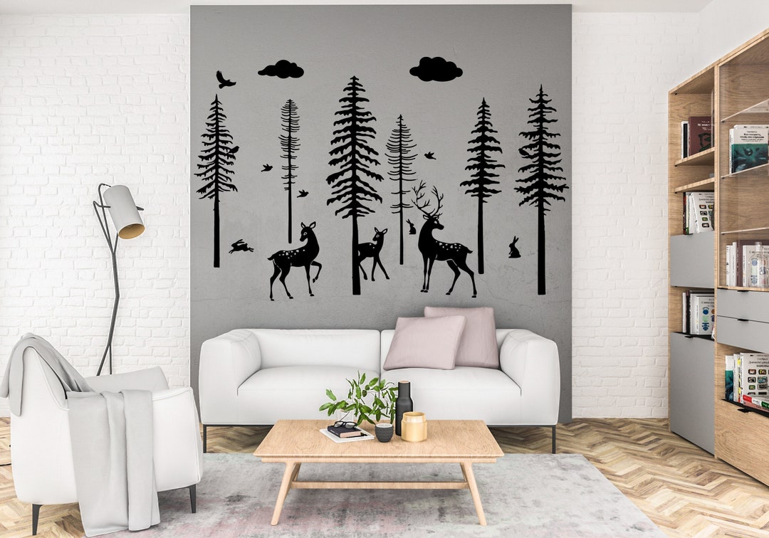 Tree Wall Decals Vinyl Wall Quotes Stickers Jungle Wild Mountain Forest ...