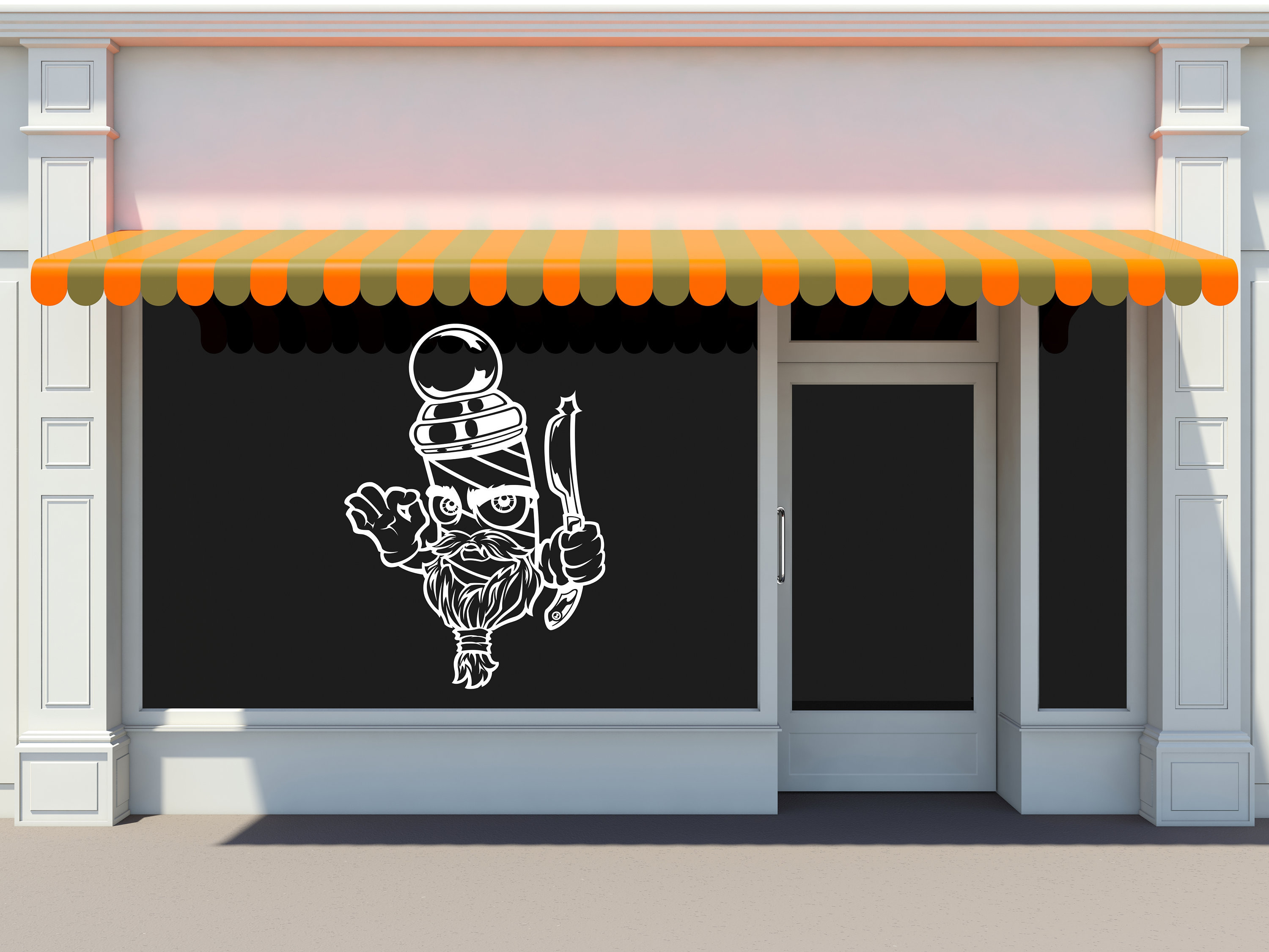 Haarschnitt-Wandaufkleber Für Barbershop – 34x57 Cm, Schwarz, Selbstklebend, Aus Vinyl