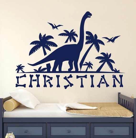 Autocollant Mural Dinosaure Avec Prénom Personnalisé - Neuf Vinyle USA