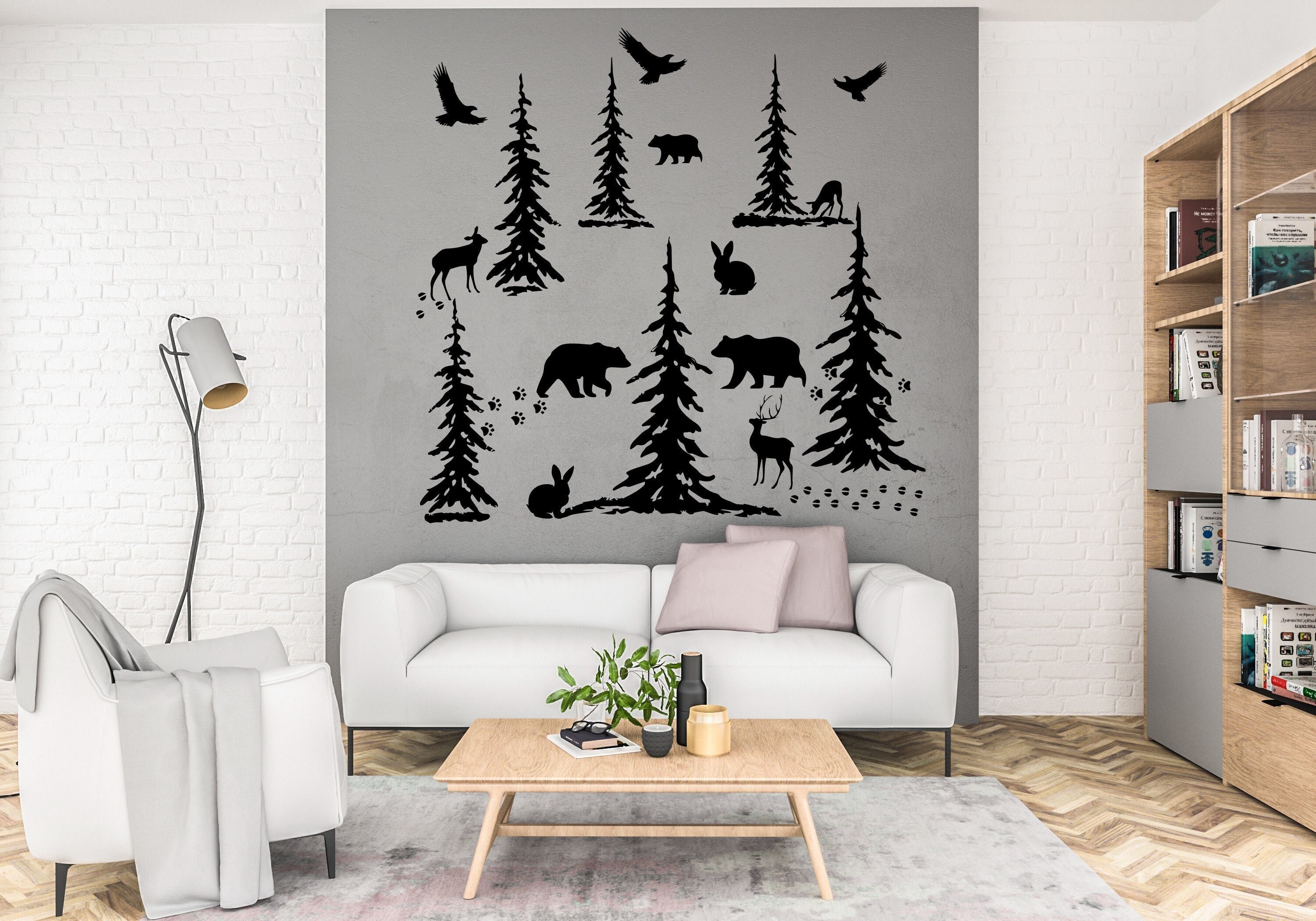 Tree Wall Decals Vinyl Wall Quotes Stickers Jungle Wild Mountain Forest
