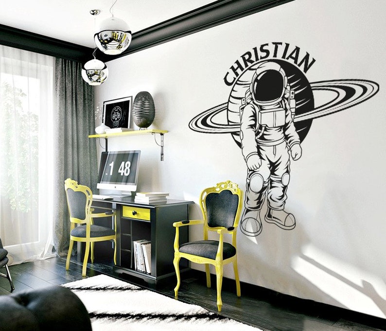 Personalized Wall Decals Space Man Wall Decals Name Etsy