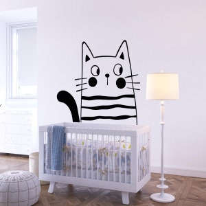 Cat Wall Decal Cat Wall Sticker Kids Pet Wall Decal Kids Wall Sticker Nursery Decal Nursery Wall Sticker Cat Wall Art Cartoon Decal ANM0002