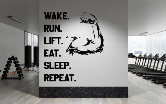 Eat Sleep Gym Repeat Wall Decal for Home Workout Room