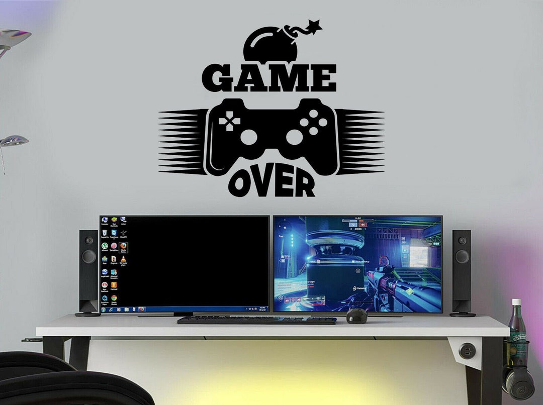 Game Over Wall Decal,gaming Room Wall Decor,game Wall Art,game Wall