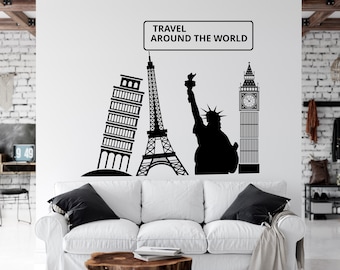 World  Wall Decal City Wall Decal Explore Wall Decal Town Wall Decal City Skyline Decal City Tower Wall Sticker Vinyl Letter  Decor CY0016