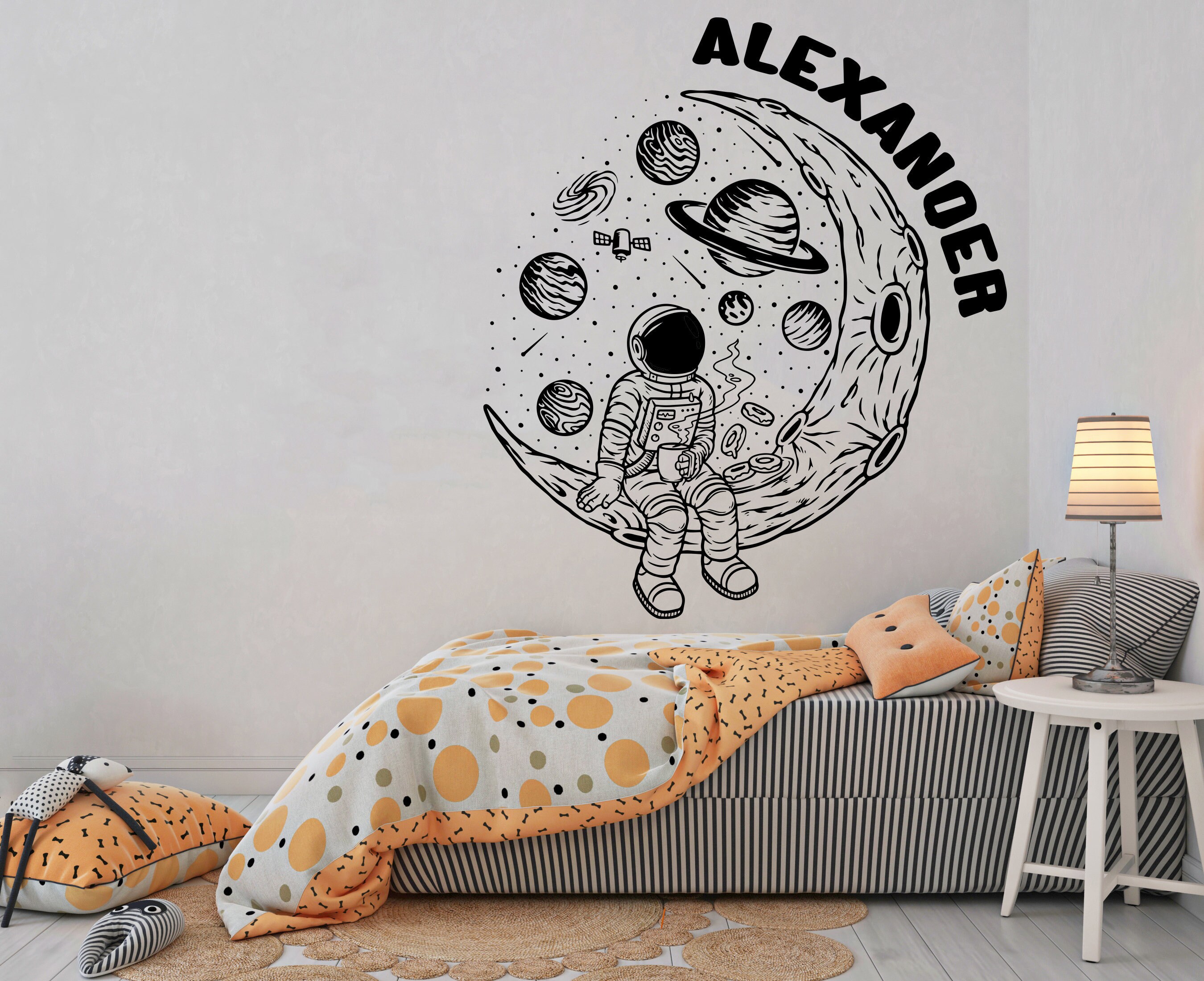 Personalized Wall Decals Space Man Wall Decals Name Etsy