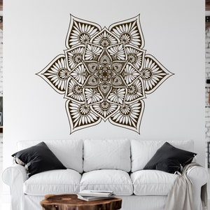 Calcomanía de pared de mandala, arte de pared de mandala, pegatina de pared de habitación, pegatina de ventana de mandala, pegatina de pared de mandala, calcomanía de meditación de letras de vinilo ML0015